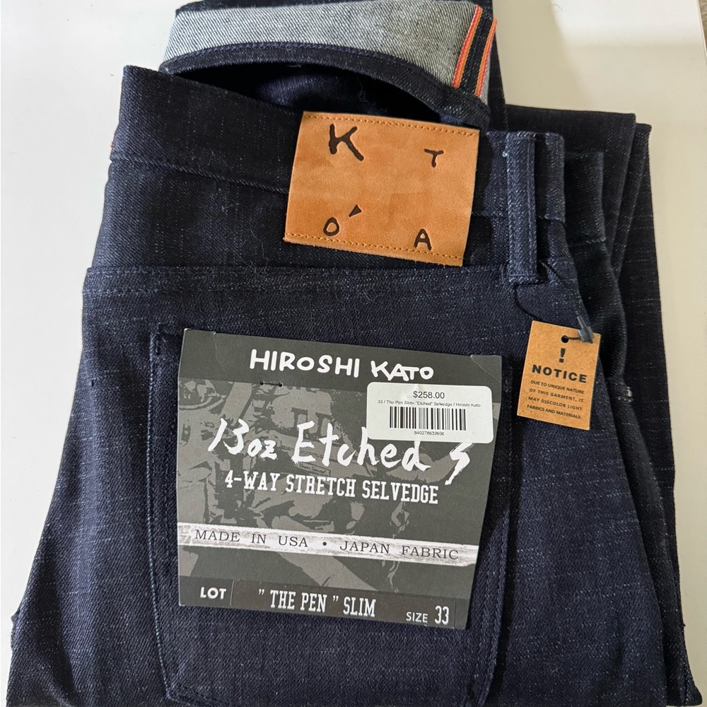 Hiroshi Kato - The Pen Slim etched - Classic Raw 13oz Selvedge Denim